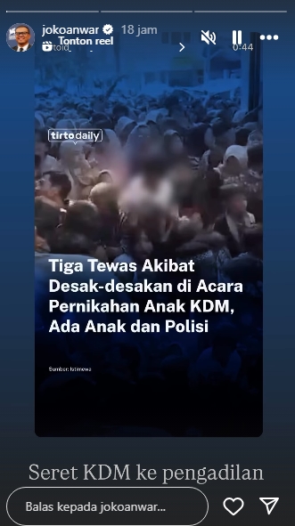Instagram Story Joko Anwar
